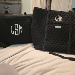 Vera Bradley Black Quilted Monogram Duffle And Tote
